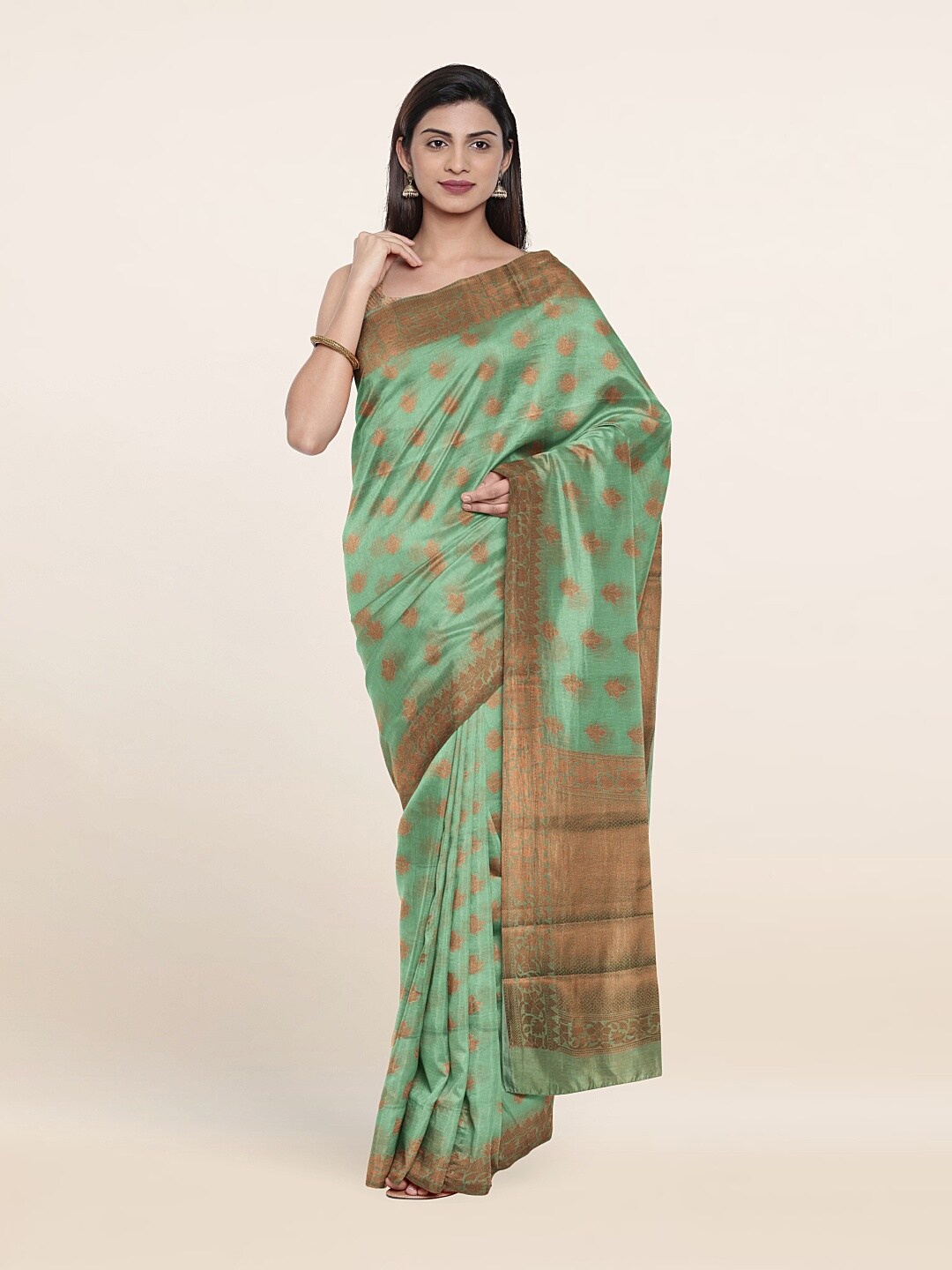 

Pothys Woven Design Zari Saree, Green