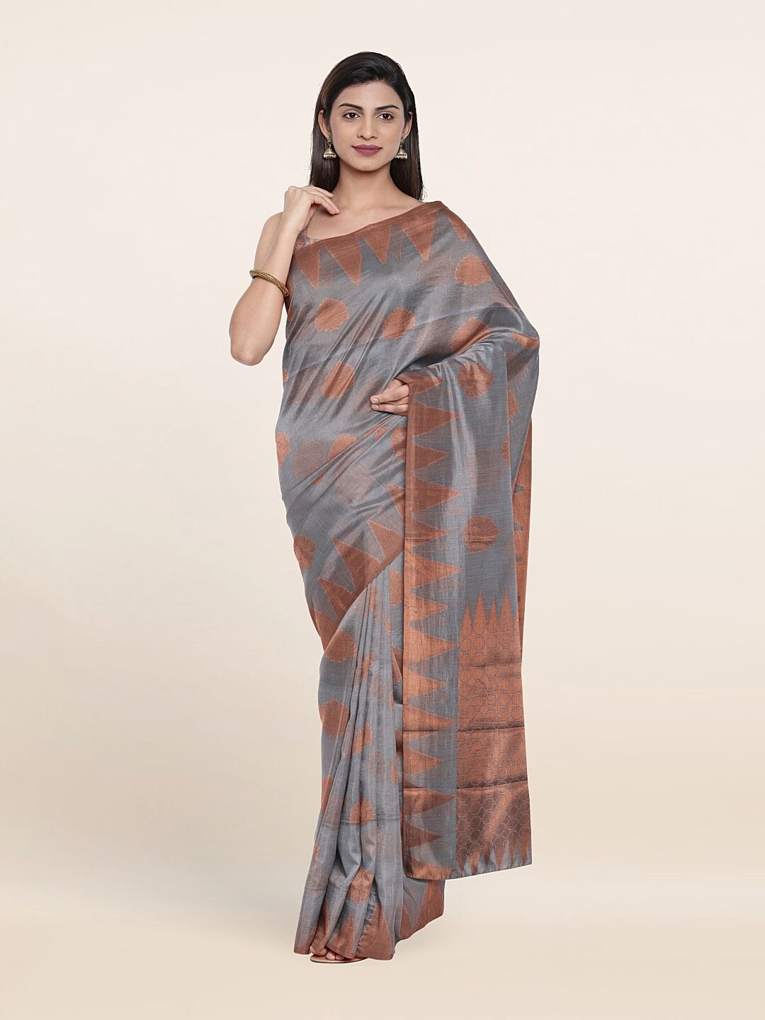 

Pothys Woven Design Zari Saree, Grey