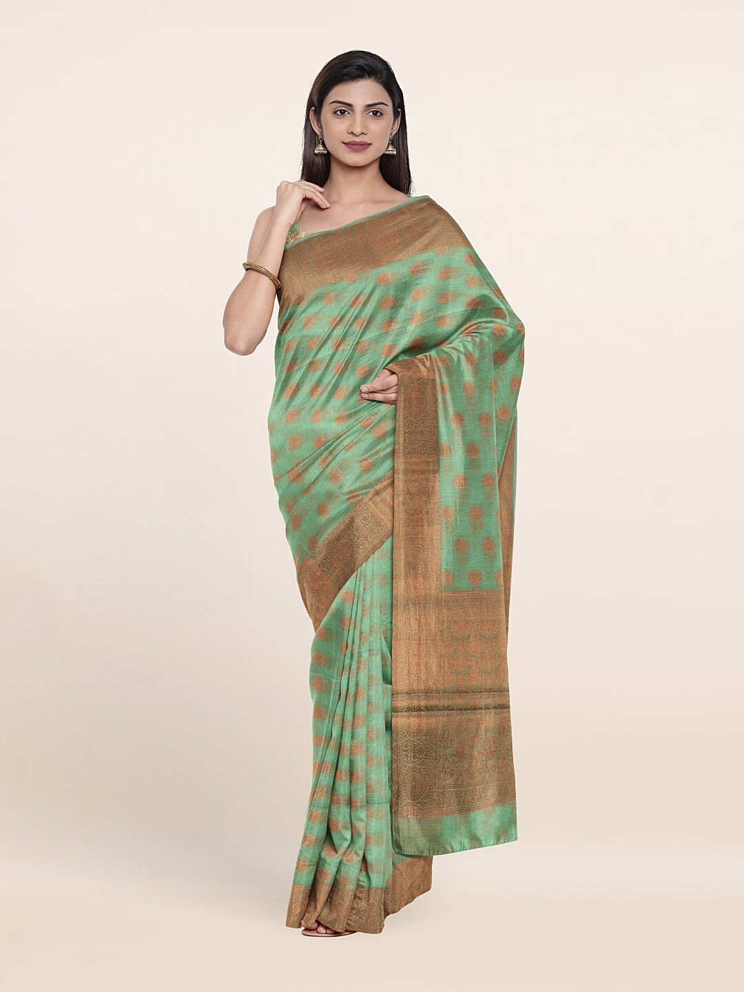 

Pothys Woven Design Zari Saree, Green