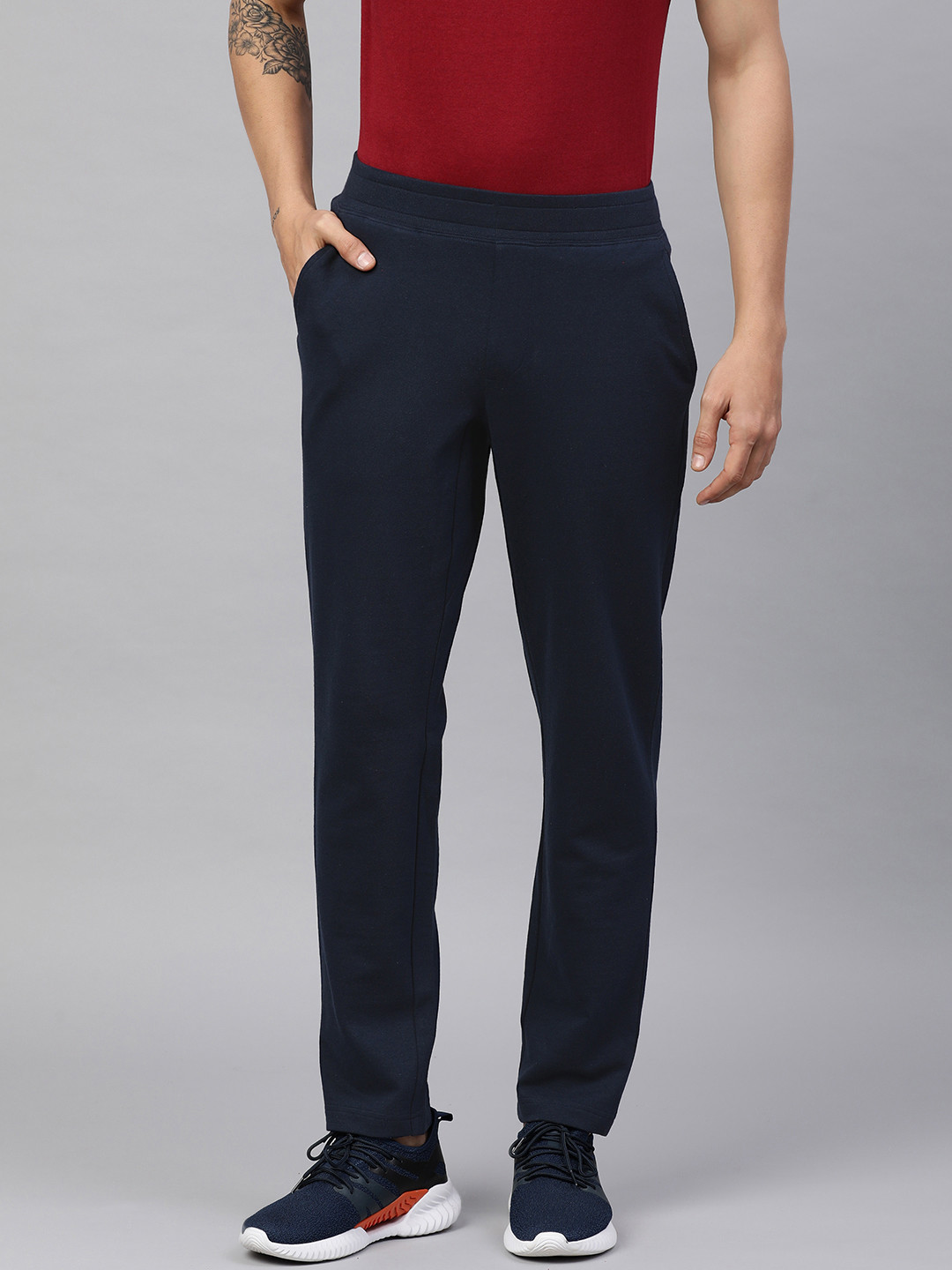 

Huetrap Men Solid Track Pants, Navy blue