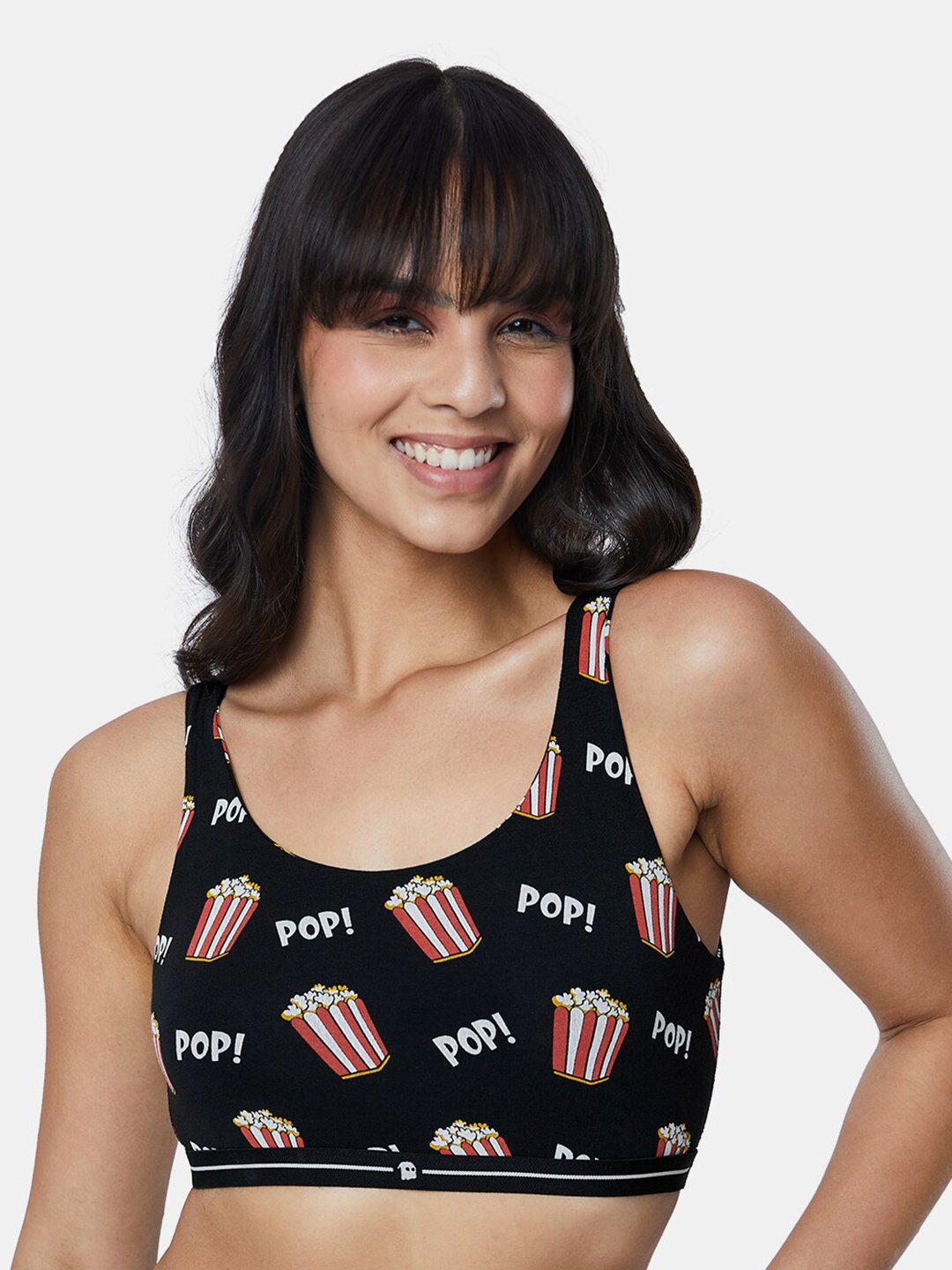 

The Souled Store Women Graphic Printed Bralette Bra, Black