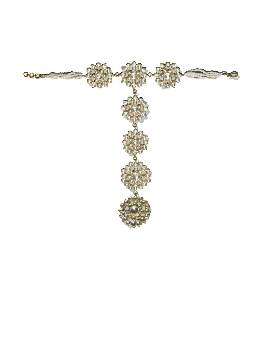 

AURAA TRENDS 22 KT Gold-Plated Kundan Hathfool