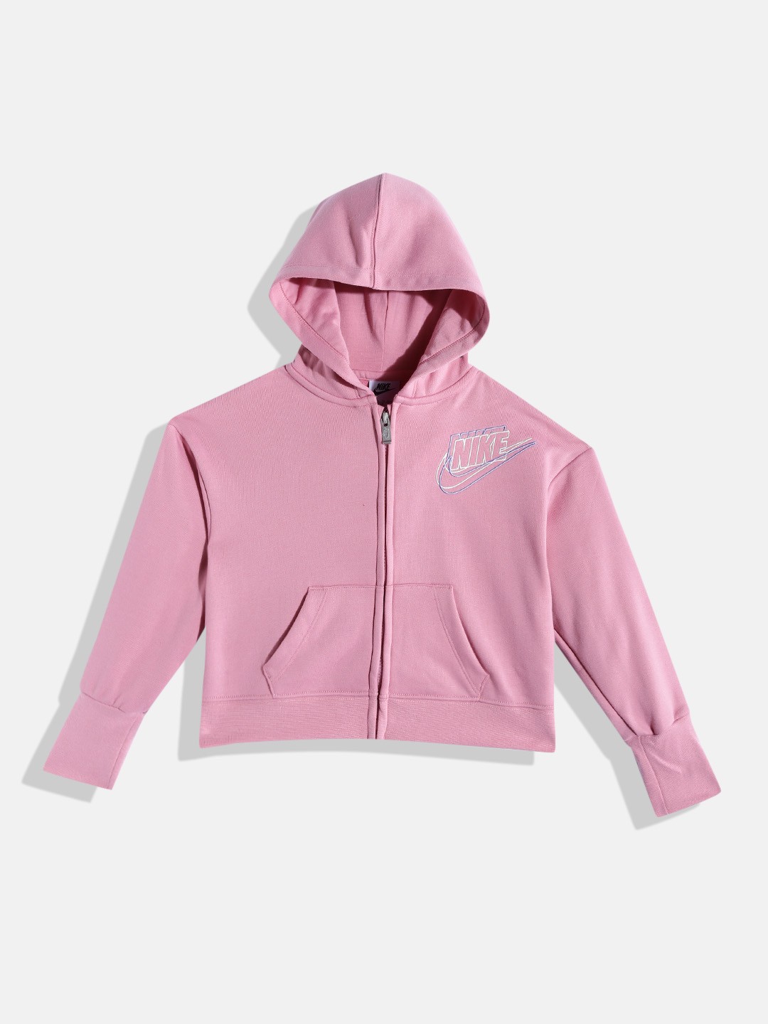 

Nike Girls Pink Brand Logo Detail Hooded Sweatshirt