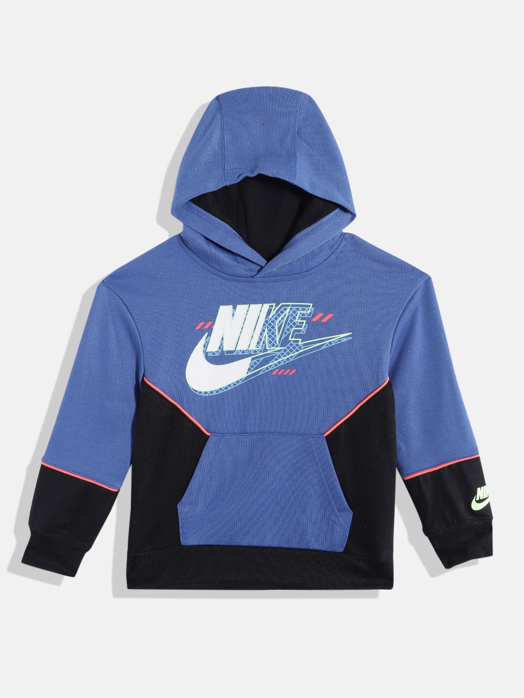 

Nike Boys Blue & Black Colourblocked Hooded Sweatshirt
