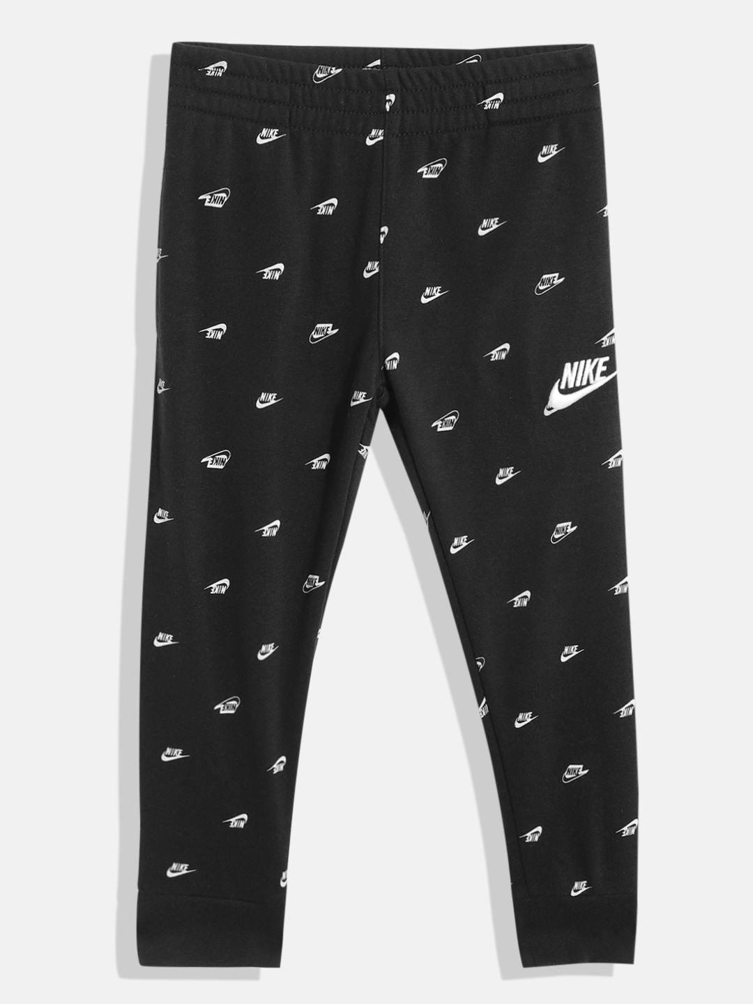 

Nike Boys Black & White Brand Logo Printed Slim Fit Club Joggers