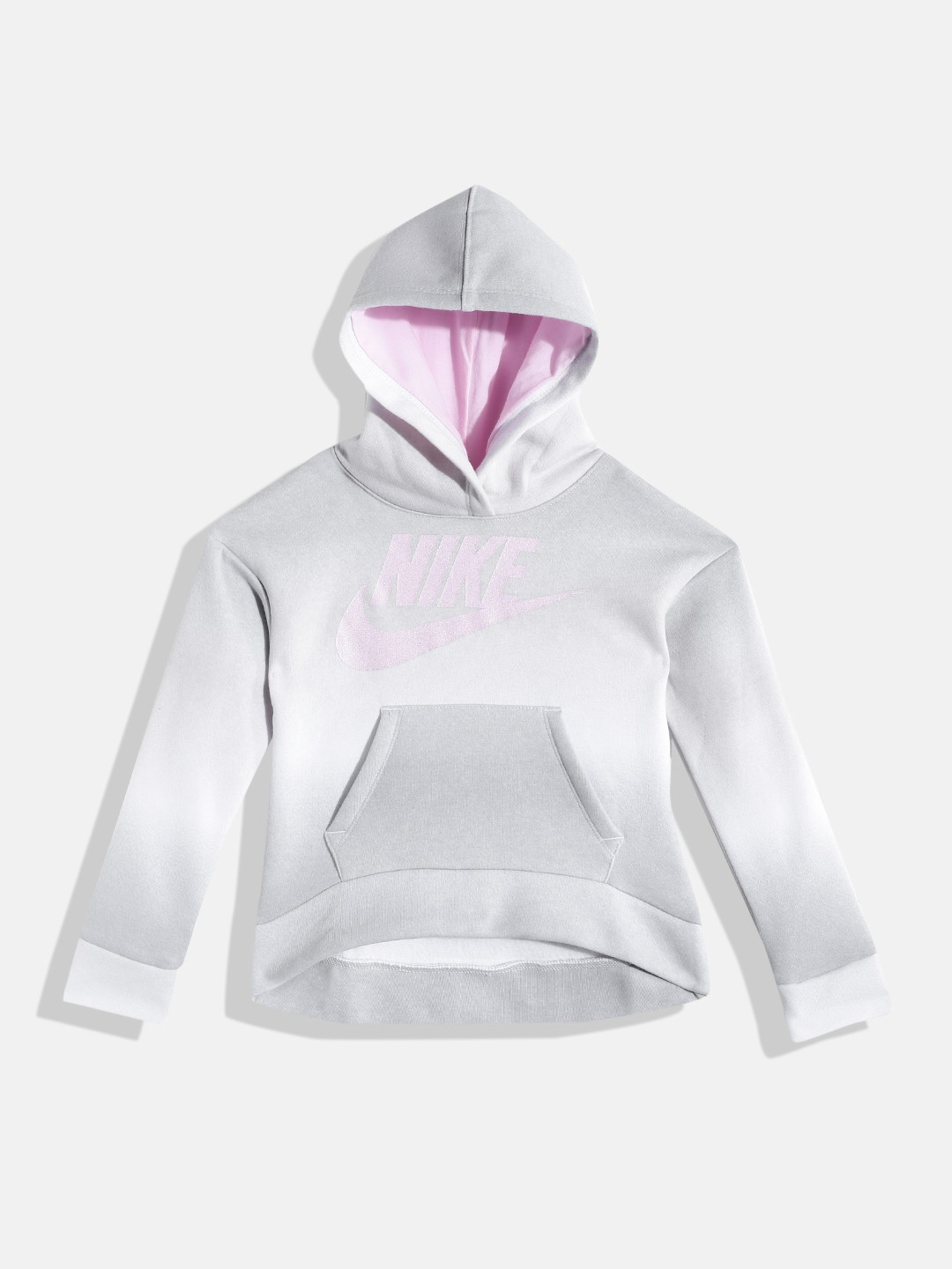 

Nike Girls Grey Brand Logo Printed Hooded Sweatshirt