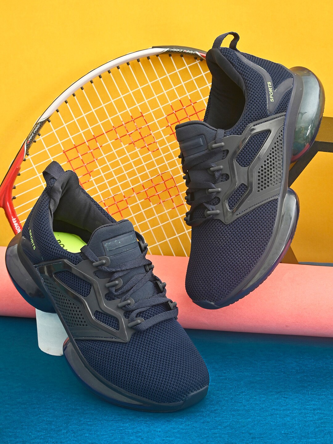 

Roadster Men Navy Blue Mesh Running Non-Marking Shoes