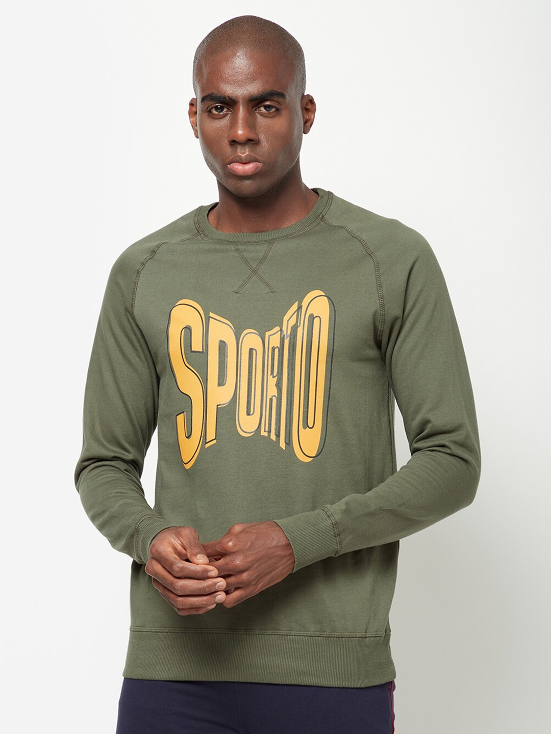 

SPORTO Men Printed Sweatshirt, Olive