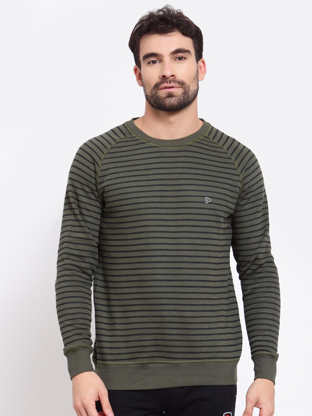 

SPORTO Men Striped Sweatshirt, Olive
