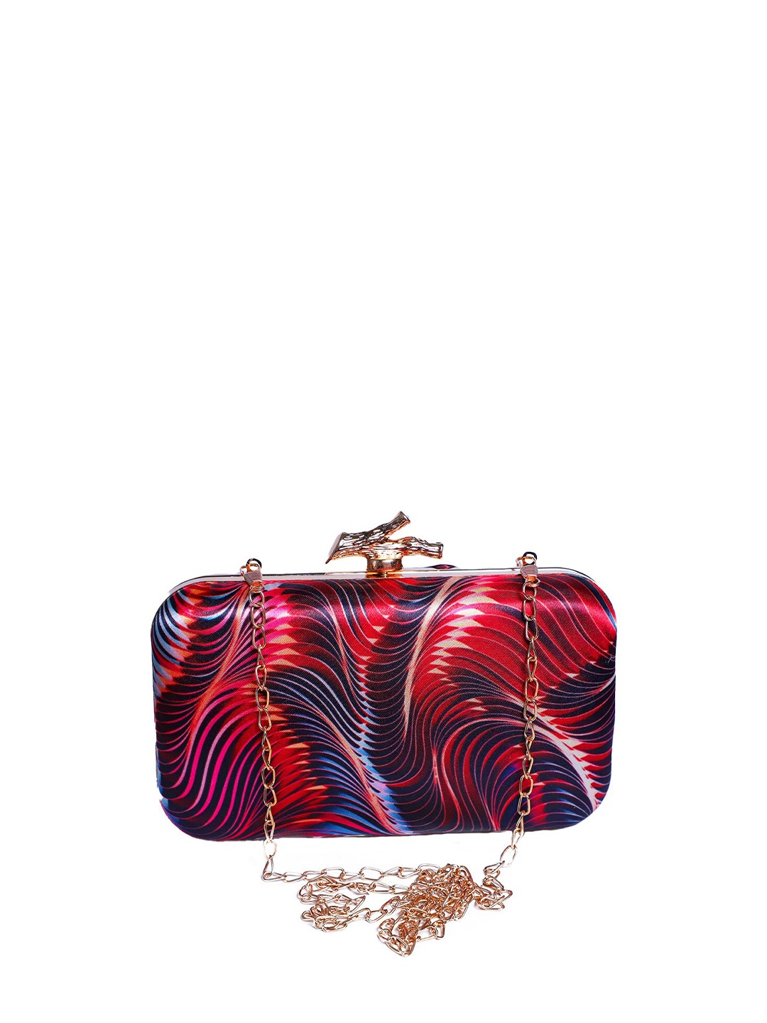 

Swisni Printed Box Clutch, Red