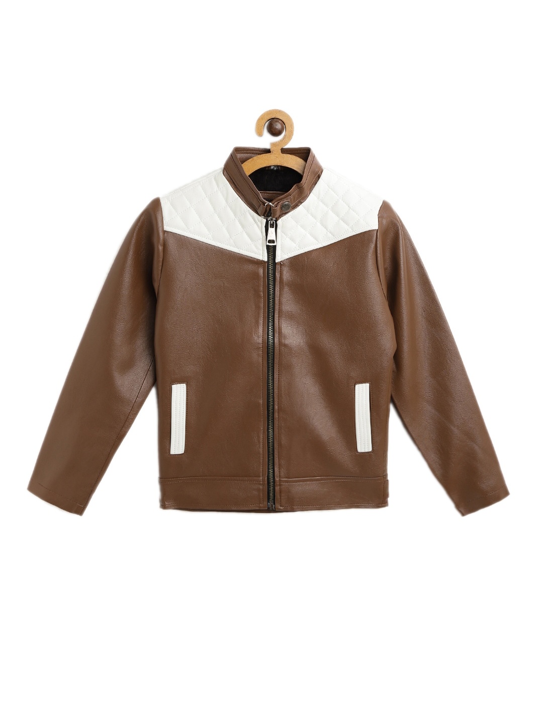 

Leather Retail Boys Colourblocked Tailored Jacket, Brown