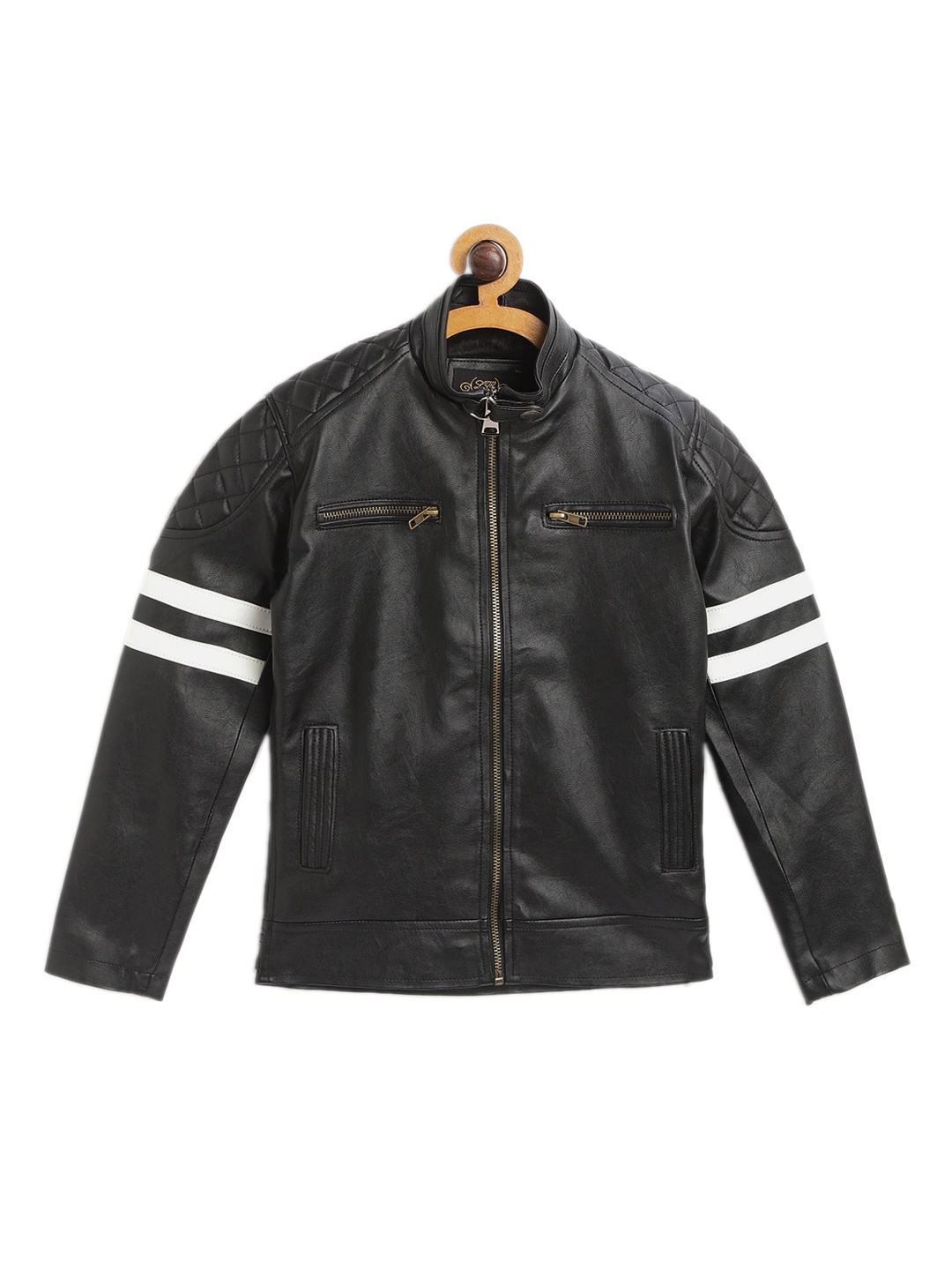 

Leather Retail Boys Lightweight Biker Jacket, Black