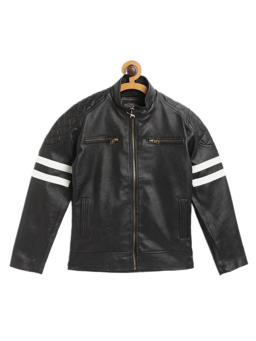 

Leather Retail Boys Lightweight Biker Jacket, Black