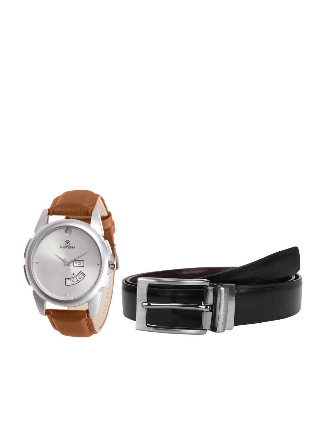 

MARKQUES Men Solid Accessory Gift Set, Tan