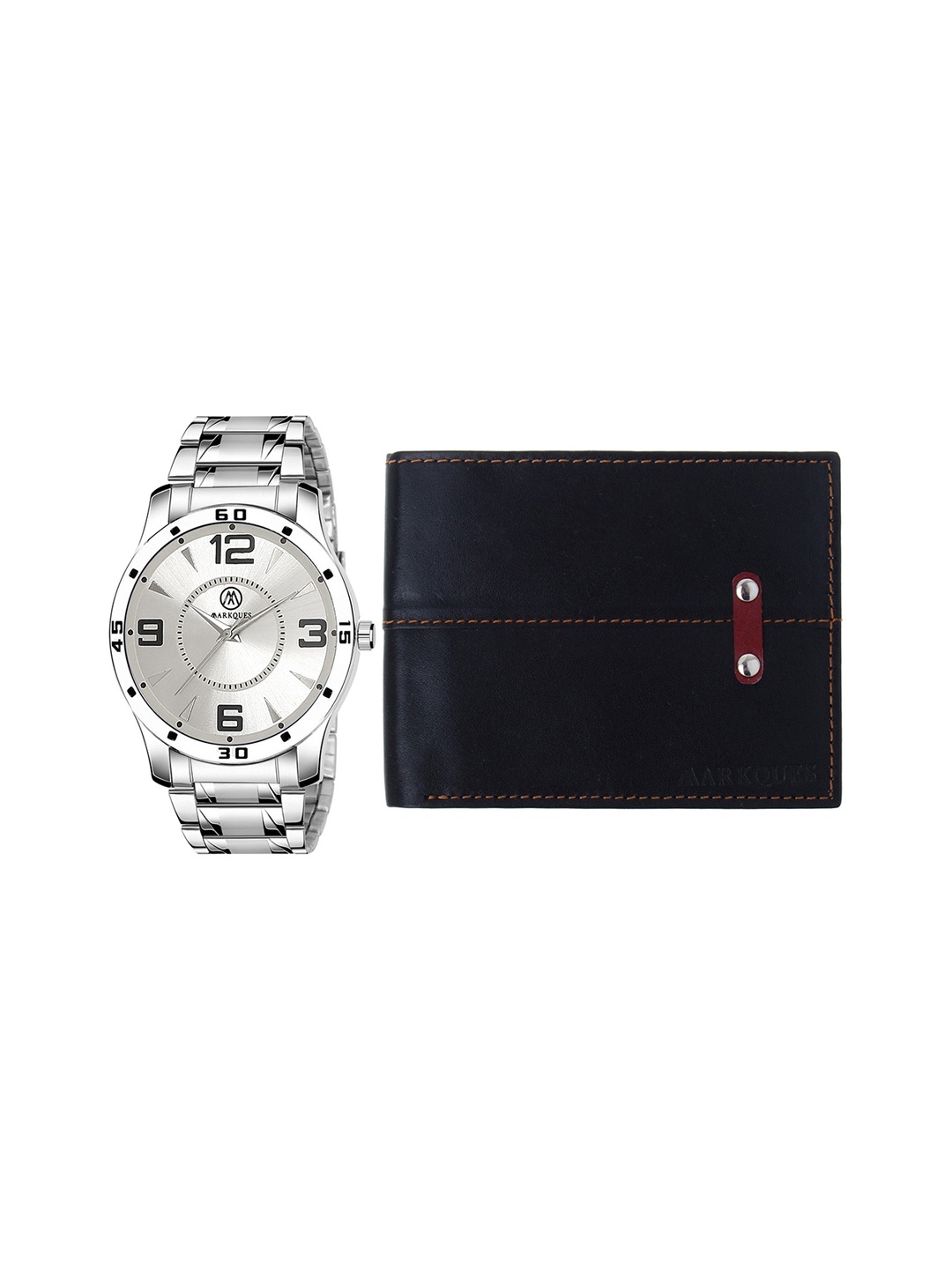 

MARKQUES Men Solid Accessory Gift Set, Silver
