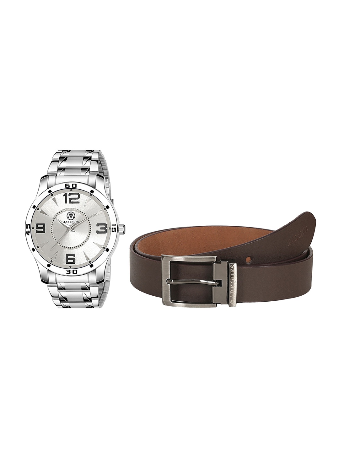 

MARKQUES Men Watch and Belt Accessory Gift Set, Brown