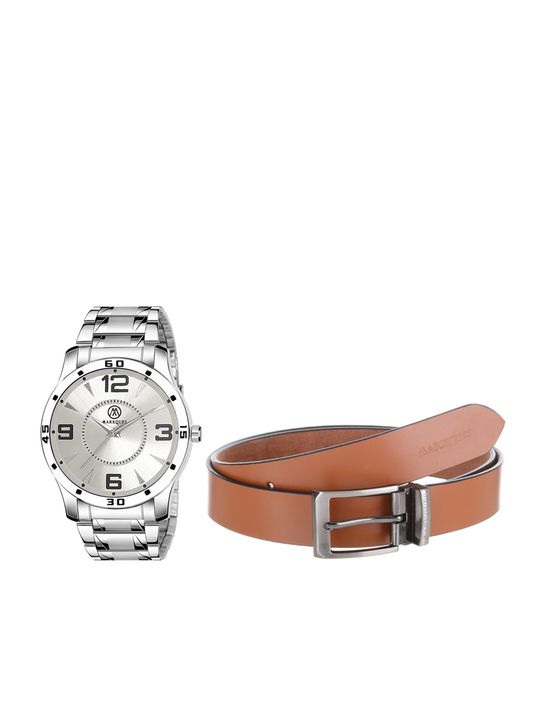 

MARKQUES Men Solid Accessory Gift Set, Silver