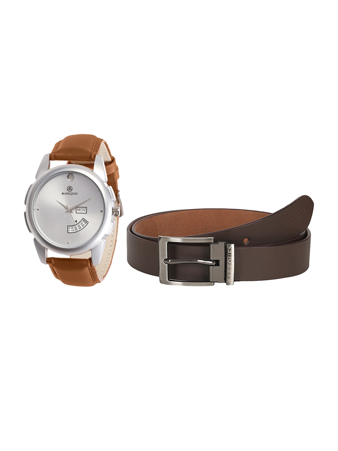 

MARKQUES Men Solid Accessory Gift Set, Tan