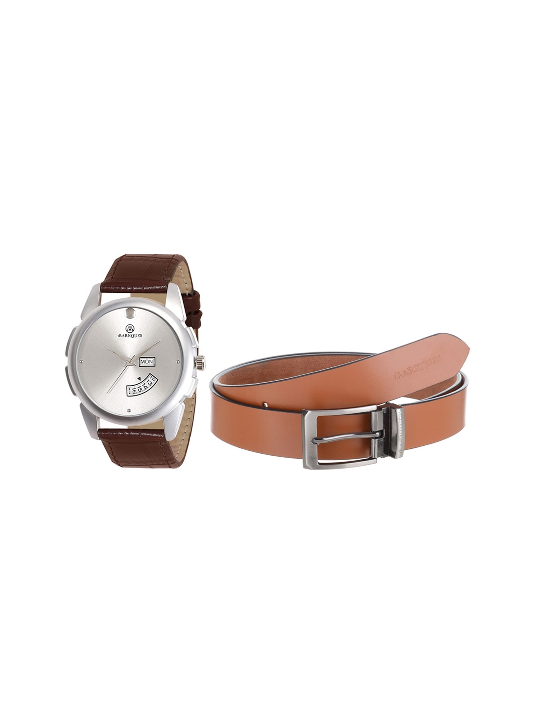 

MARKQUES Men Solid Accessory Gift Set, Brown