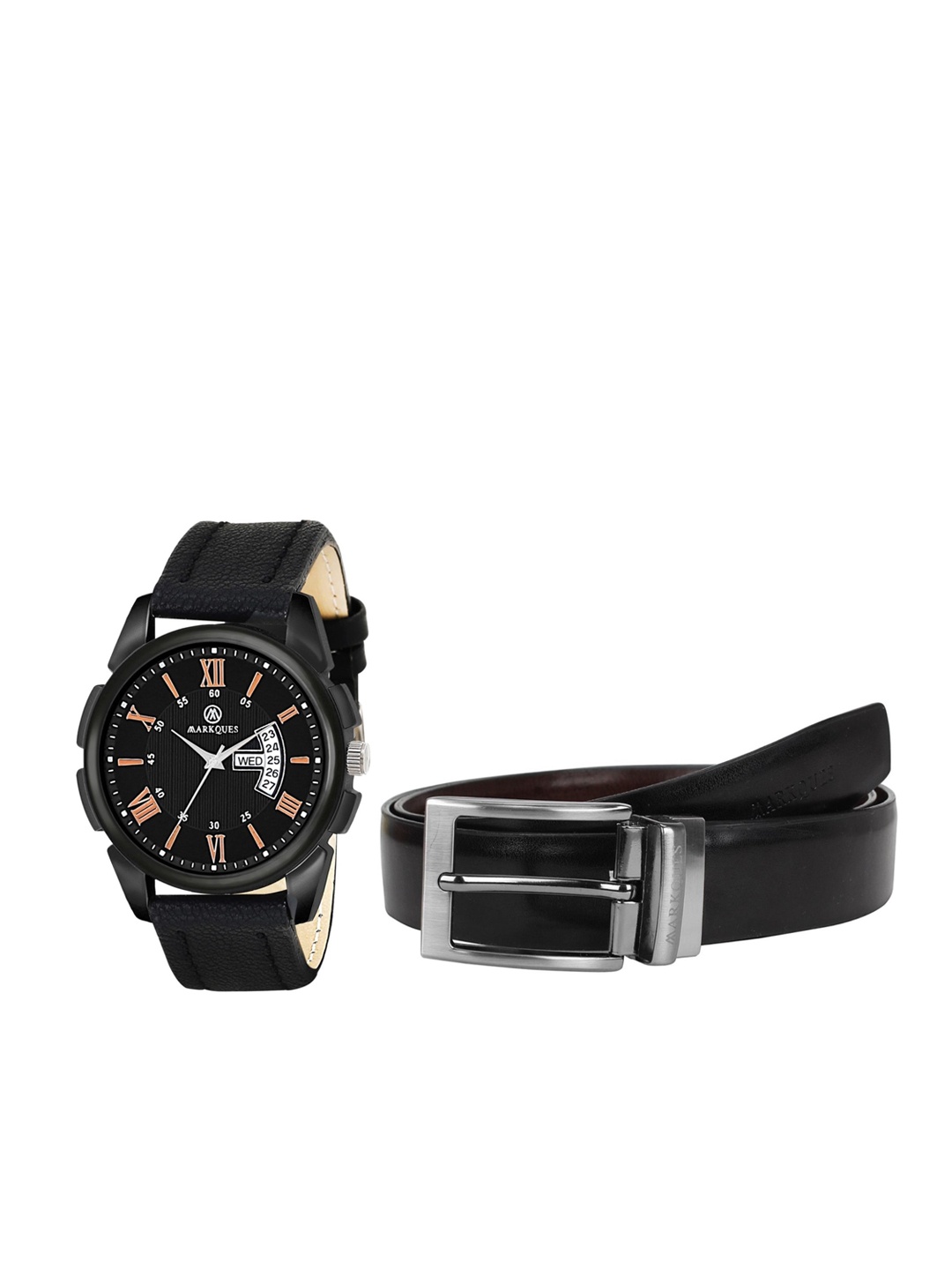 

MARKQUES Men Watch and Belt Combo Gift Set, Black