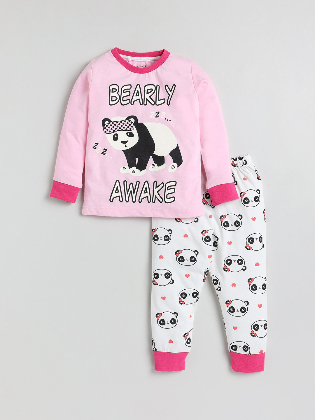 

Lazy Shark Girls Printed Night suit, Pink