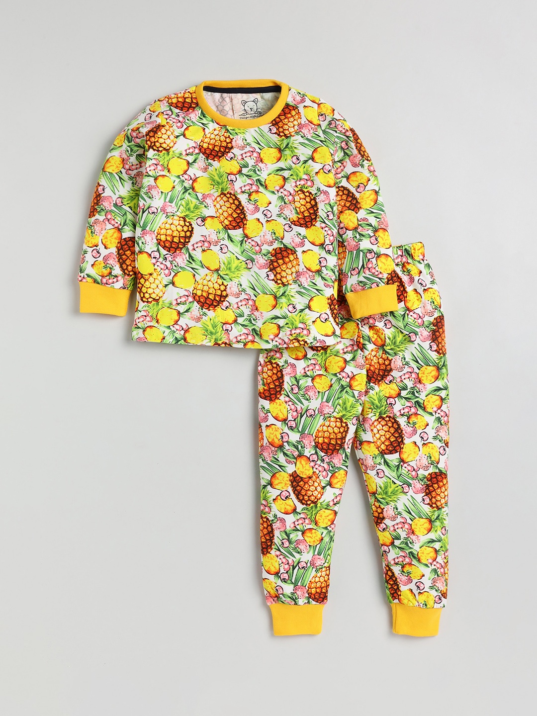 

Lazy Shark Girls Printed Night suit, Yellow