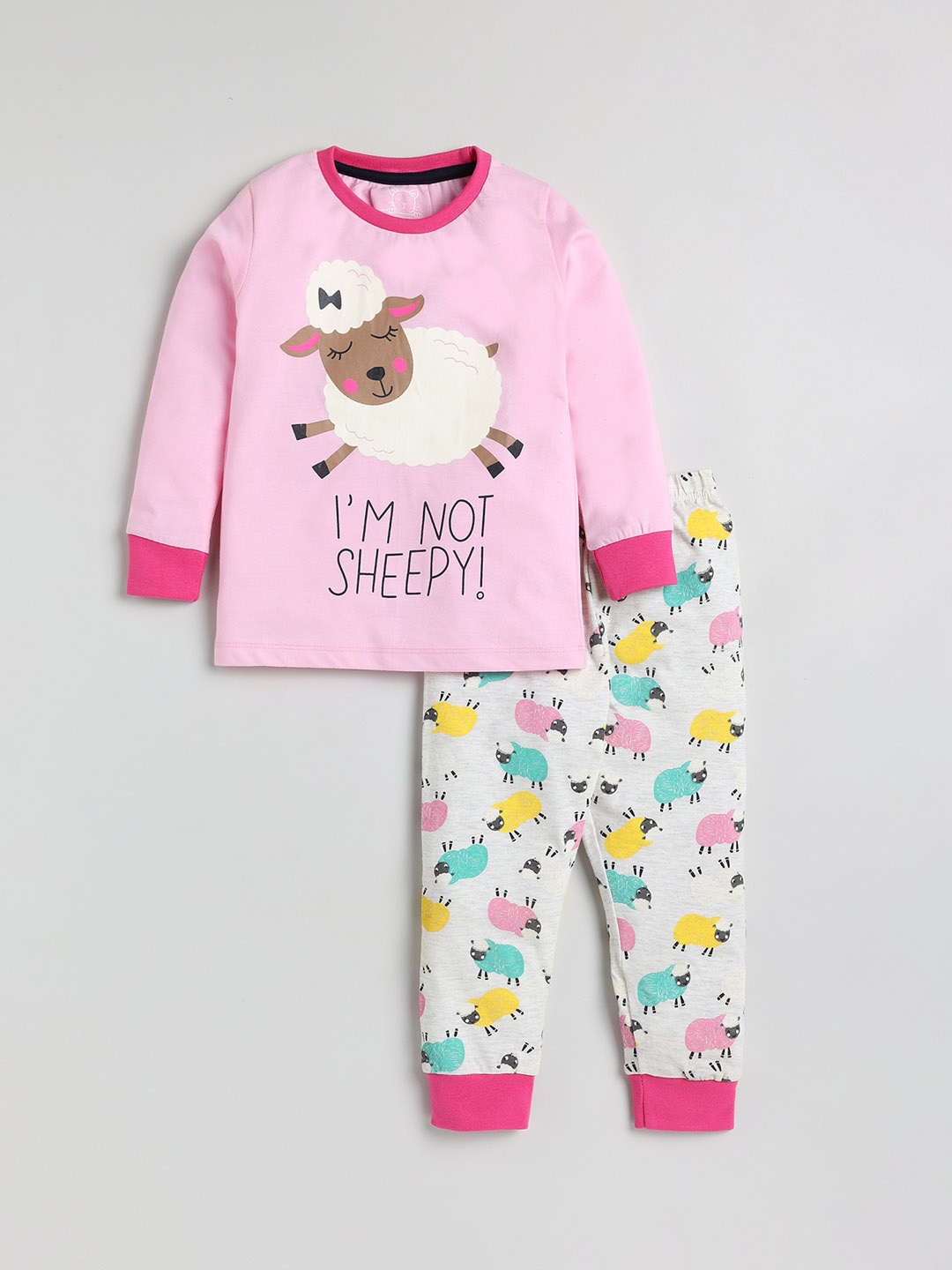 

Lazy Shark Girls Printed Night suit, Pink