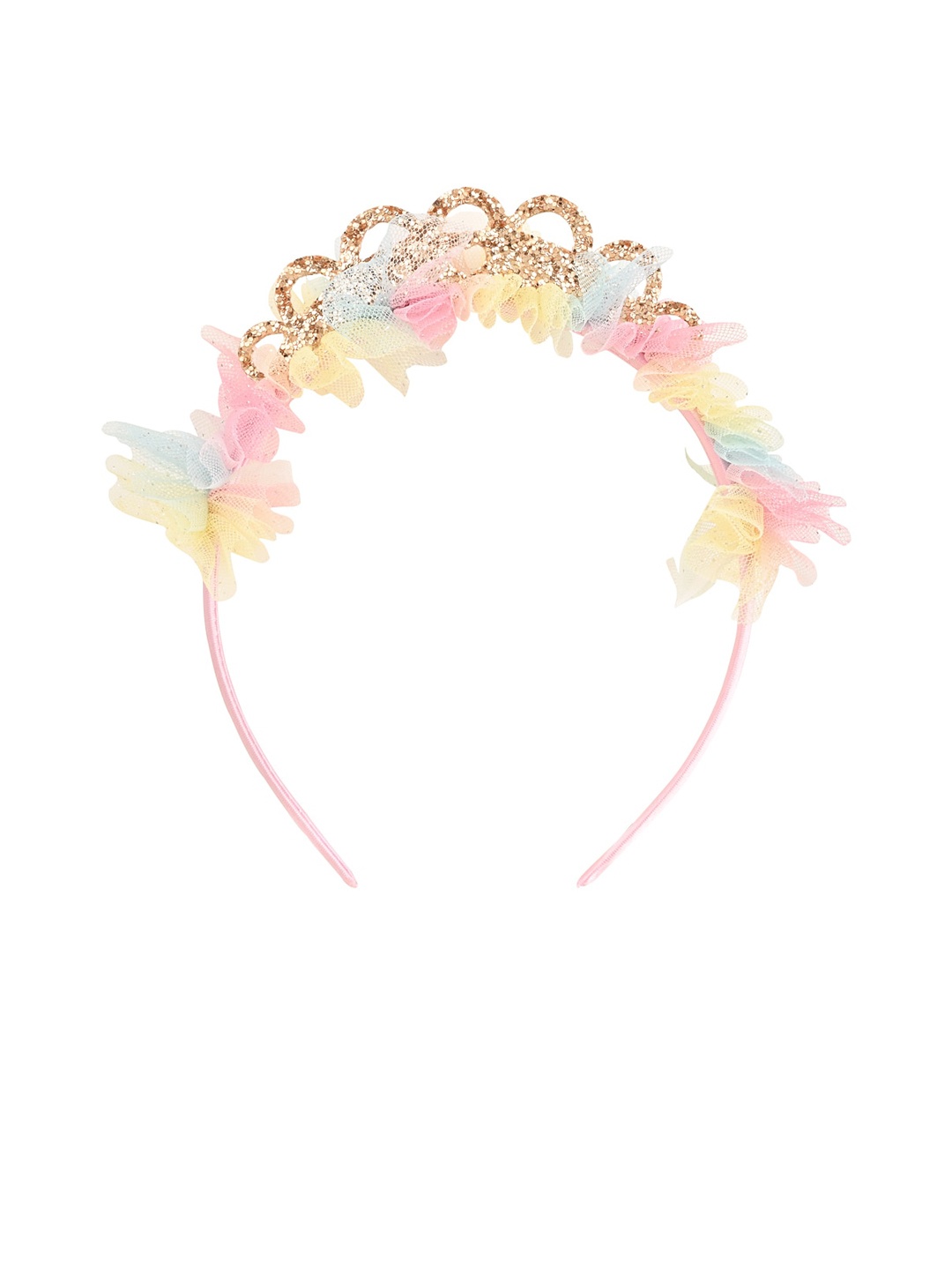 

Aye Candy Girls Tulle Gold Heart Tiara Hairband, Pink