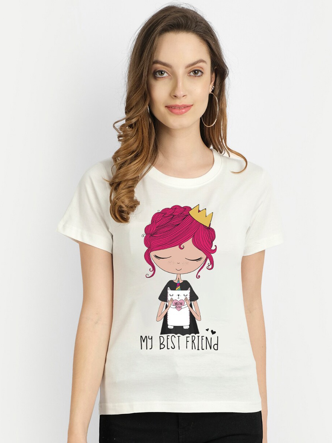 

THREADCURRY Women Printed T-shirt, White