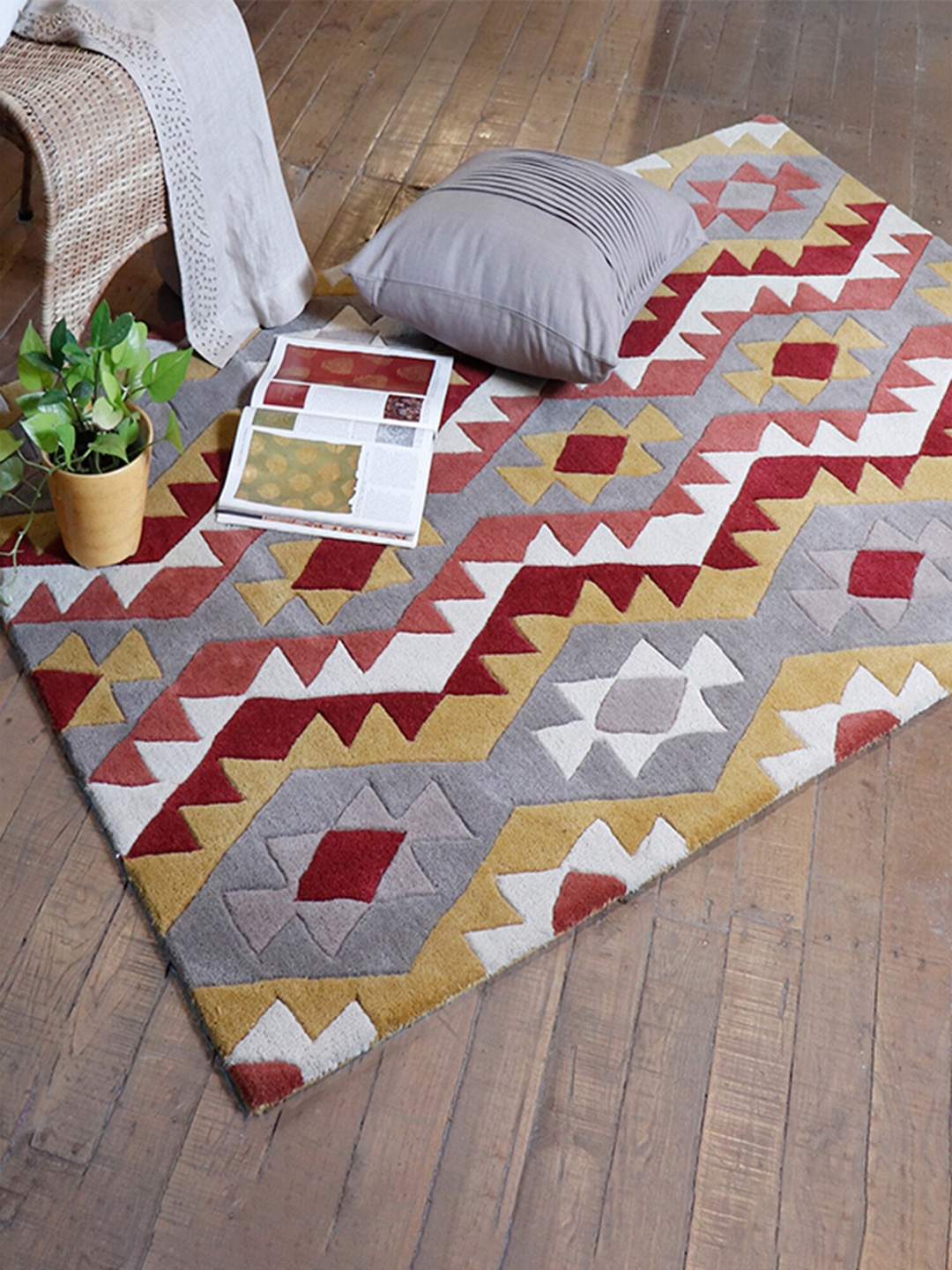 

ZEBA Printed Pure Wool Hand-Tufted Pure Wool Carpets, White