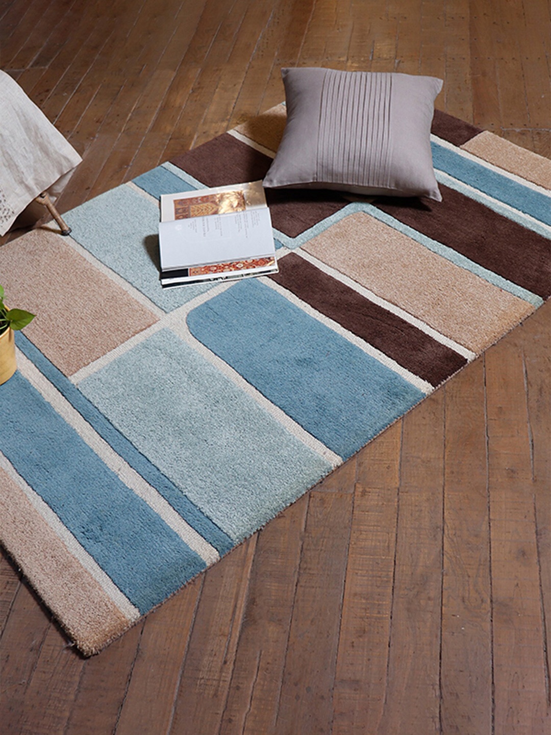 

ZEBA Hand-Tufted Pure Woollen Carpets, Blue