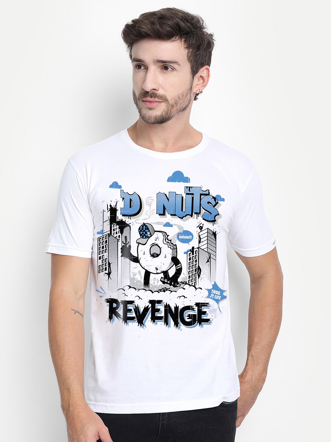 

THREADCURRY Men White Printed T-shirt