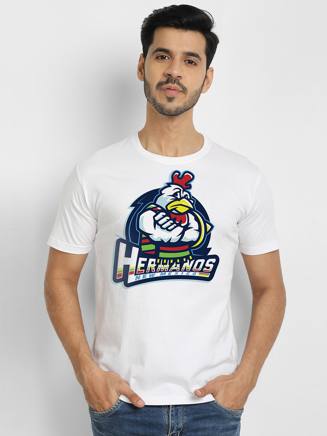 

THREADCURRY Men White Graphic Printed Cotton T-shirt