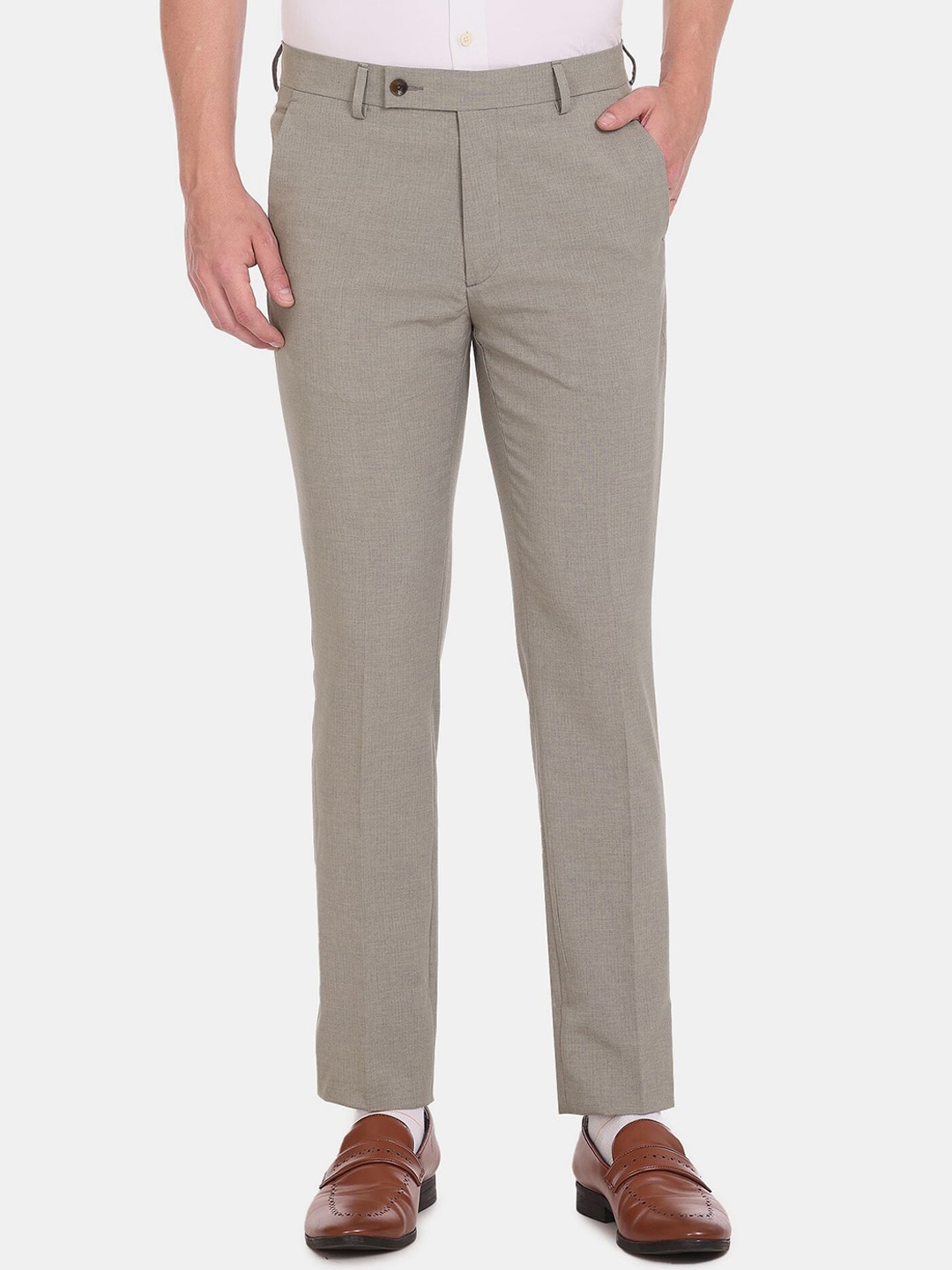 

Arrow Men Mid Rise Slim Fit Formal Trouser, Taupe