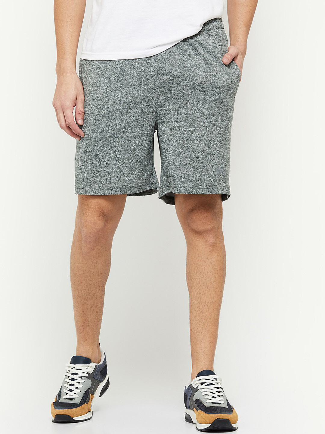 

max Men Polyester Sports Shorts, Grey melange