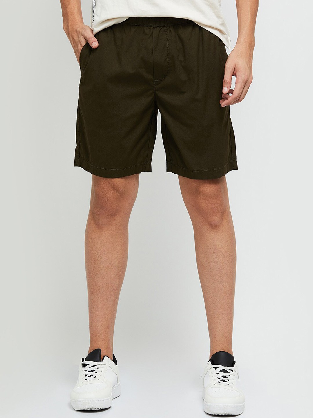 

max Men Cotton Sports Shorts, Olive