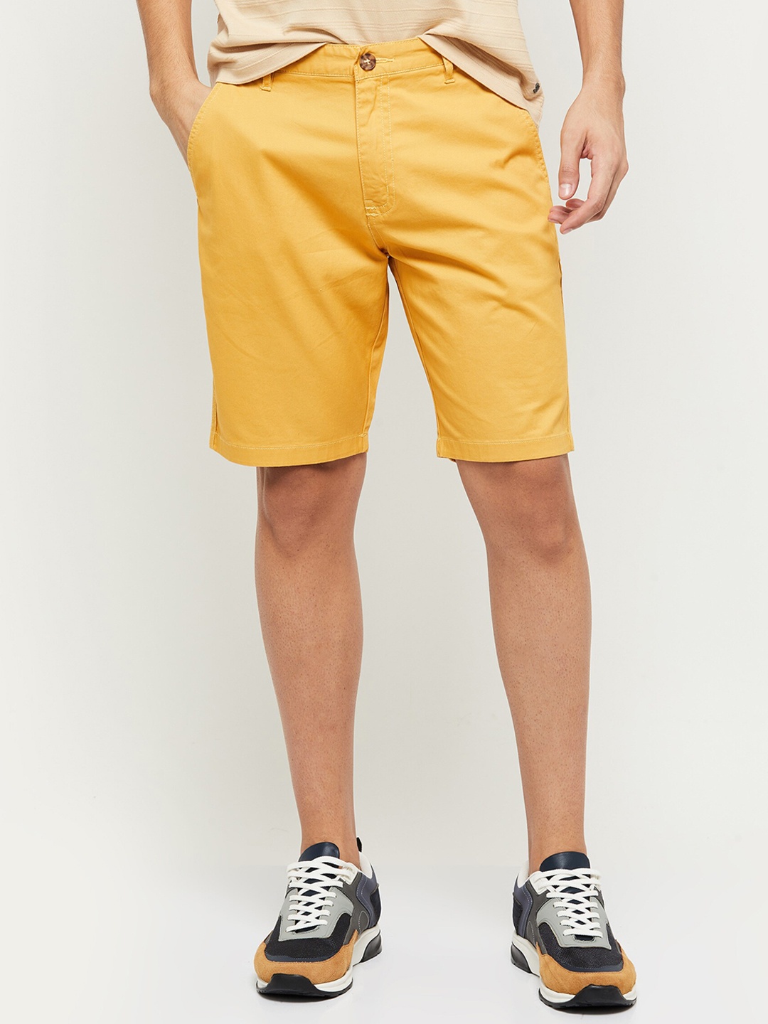 

max Men Cotton Chino Shorts, Yellow