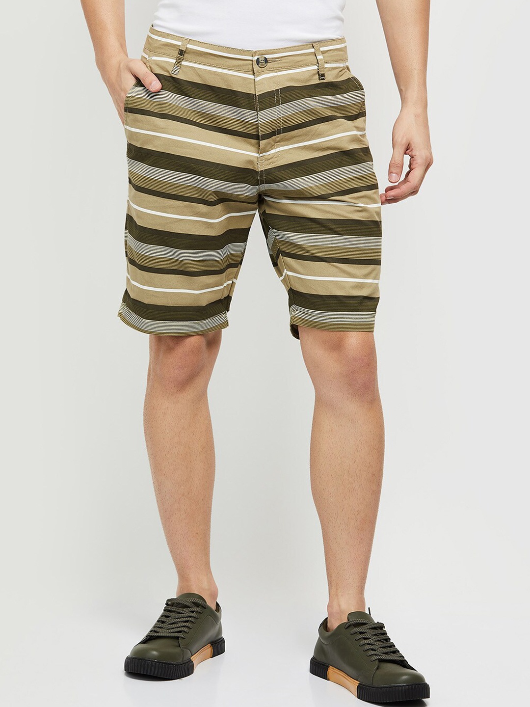 

max Men Striped Shorts, Beige
