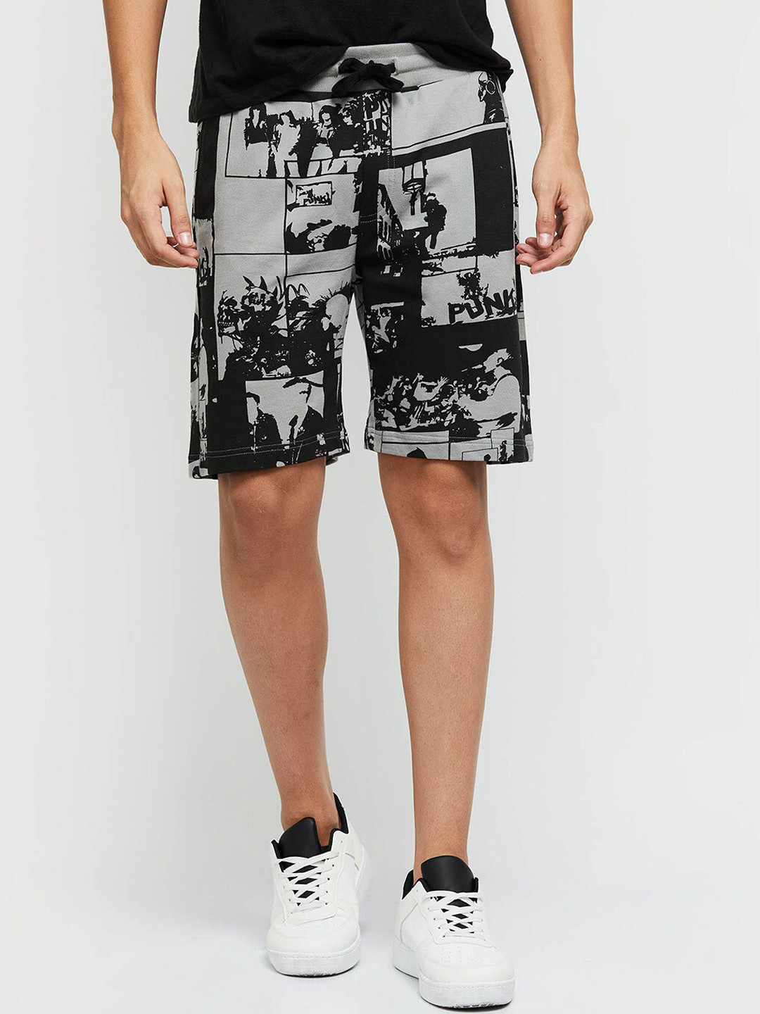

max Men Cotton Printed Shorts, Grey