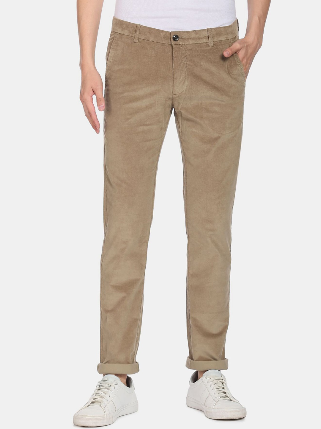 

Arrow Sport Men Slim Fit Low-Rise Corduroy Trouser, Brown