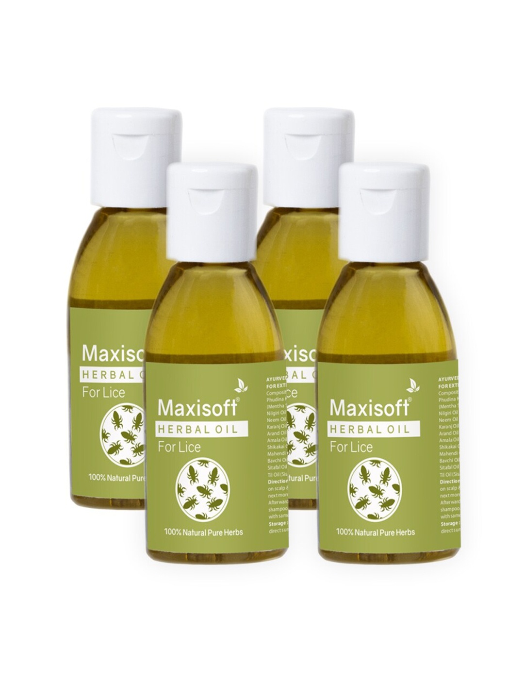

Maxisoft Set Of 4 Anti-Lice Herbal Oil 200 ml, Transparent