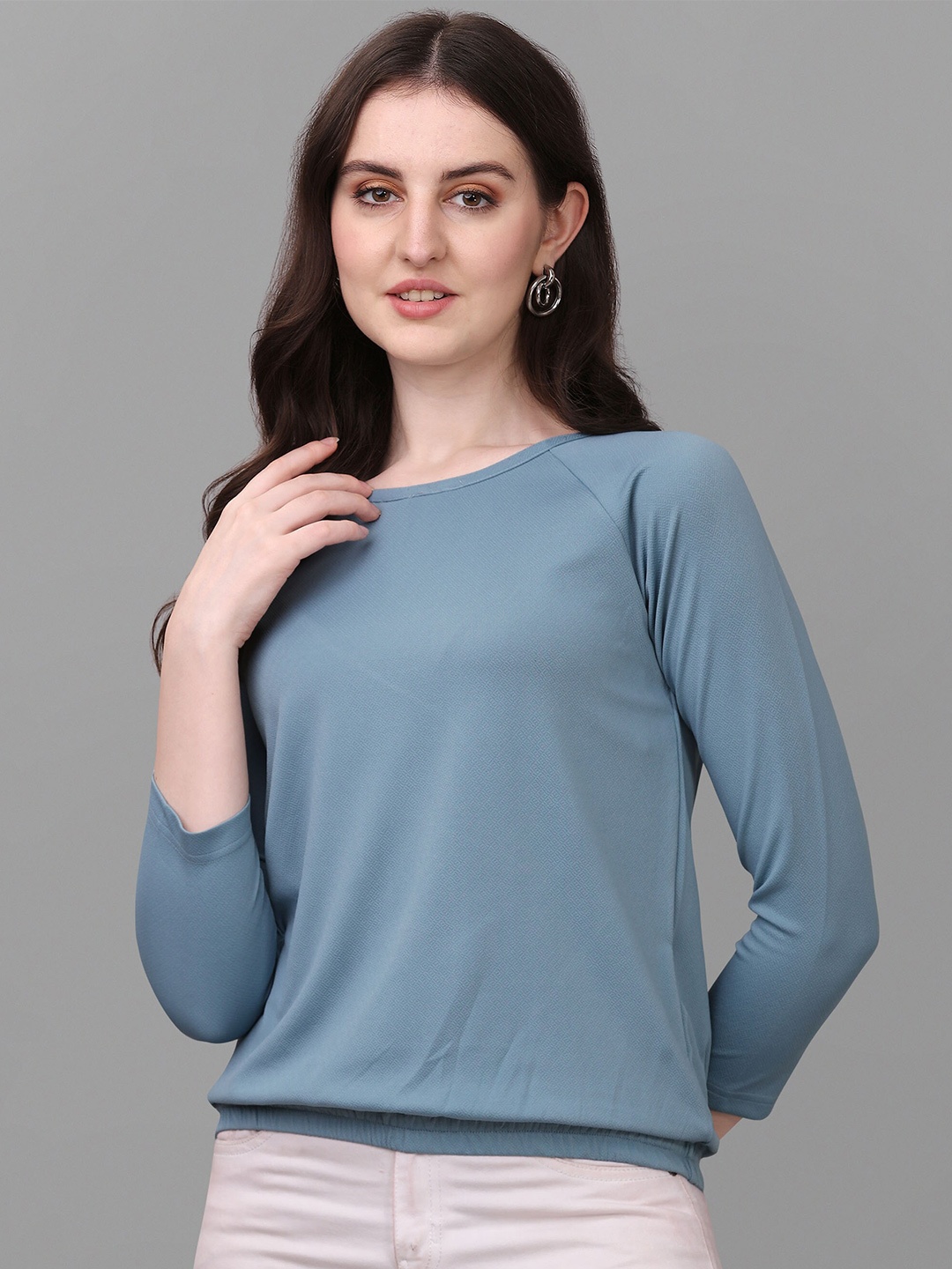 

VeBNoR Women Solid Long Sleeve Top, Blue