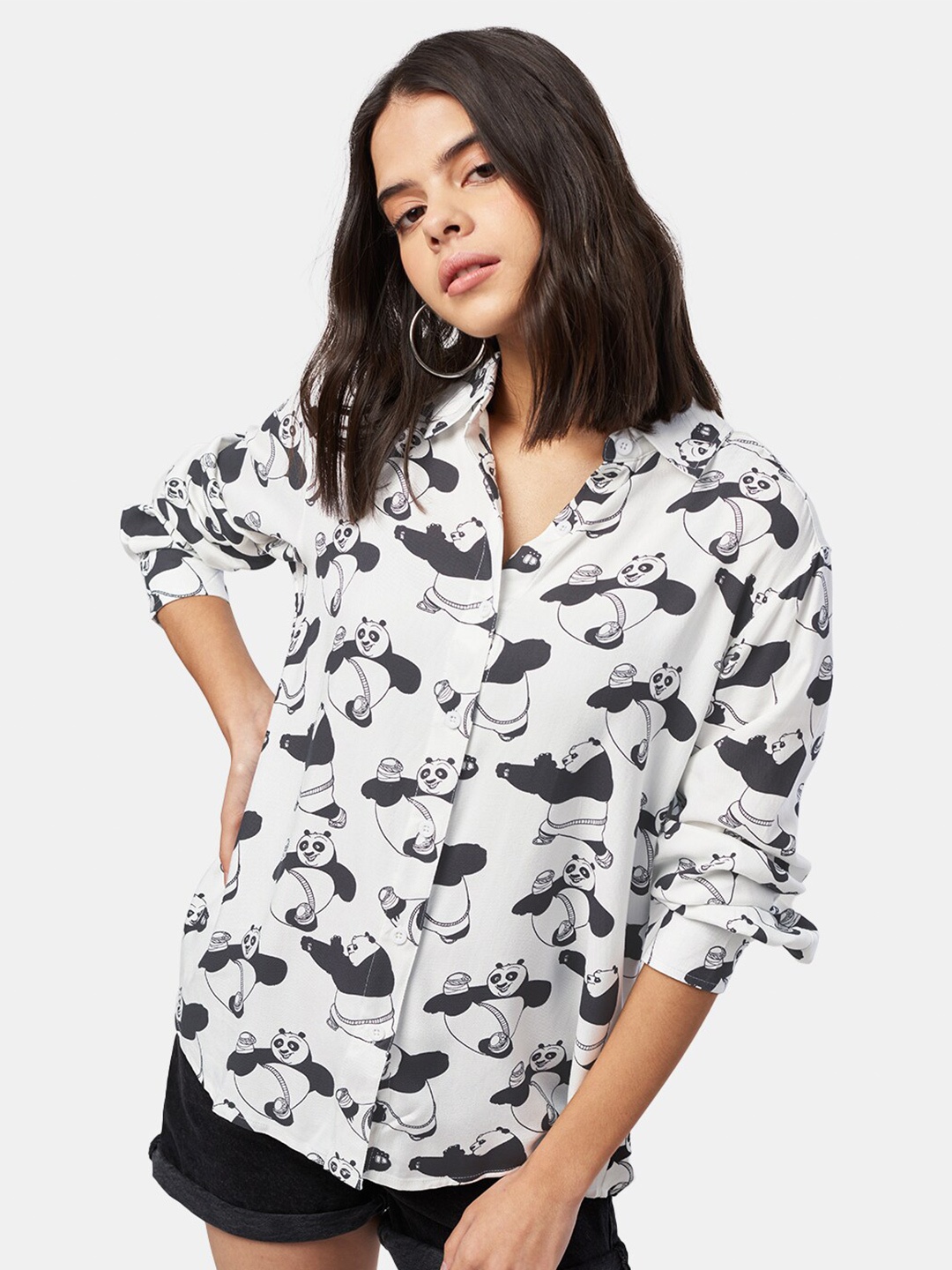 

The Souled Store Women Printed Casual Shirt, White