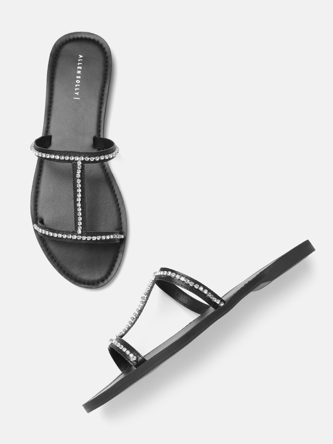 

Allen Solly Women Black Western-Embellished Open Toe Flats