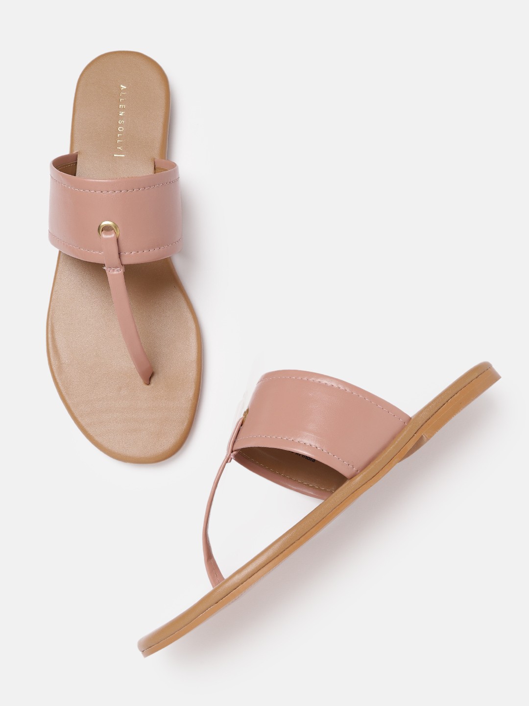 

Allen Solly Women Dusty Pink Solid T-Strap Flats, Rose