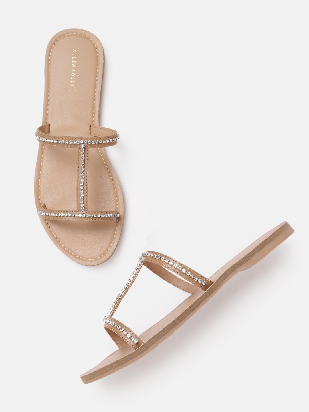 

Allen Solly Women Beige & Silver Embellished Open Toe Flats