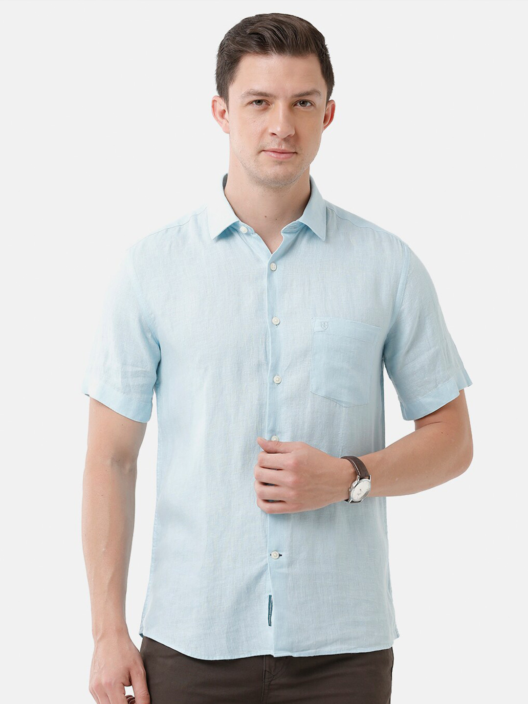 

Linen Club Men Linen Sustainable Casual Shirt, Blue