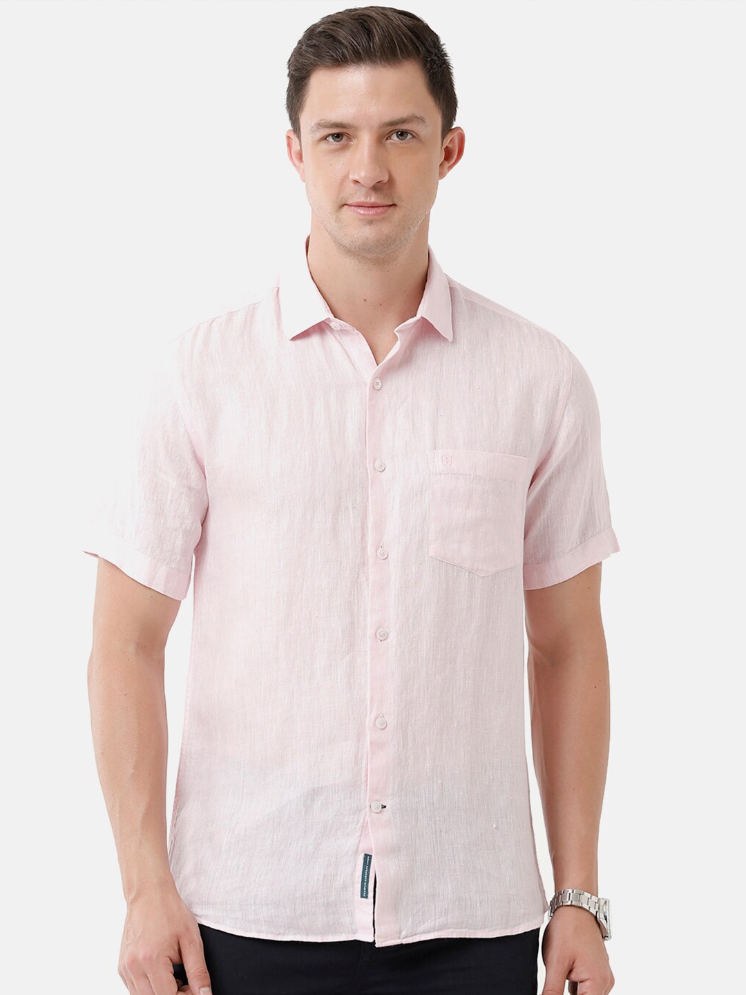 

Linen Club Men Sustainable Casual Linen Shirt, Pink