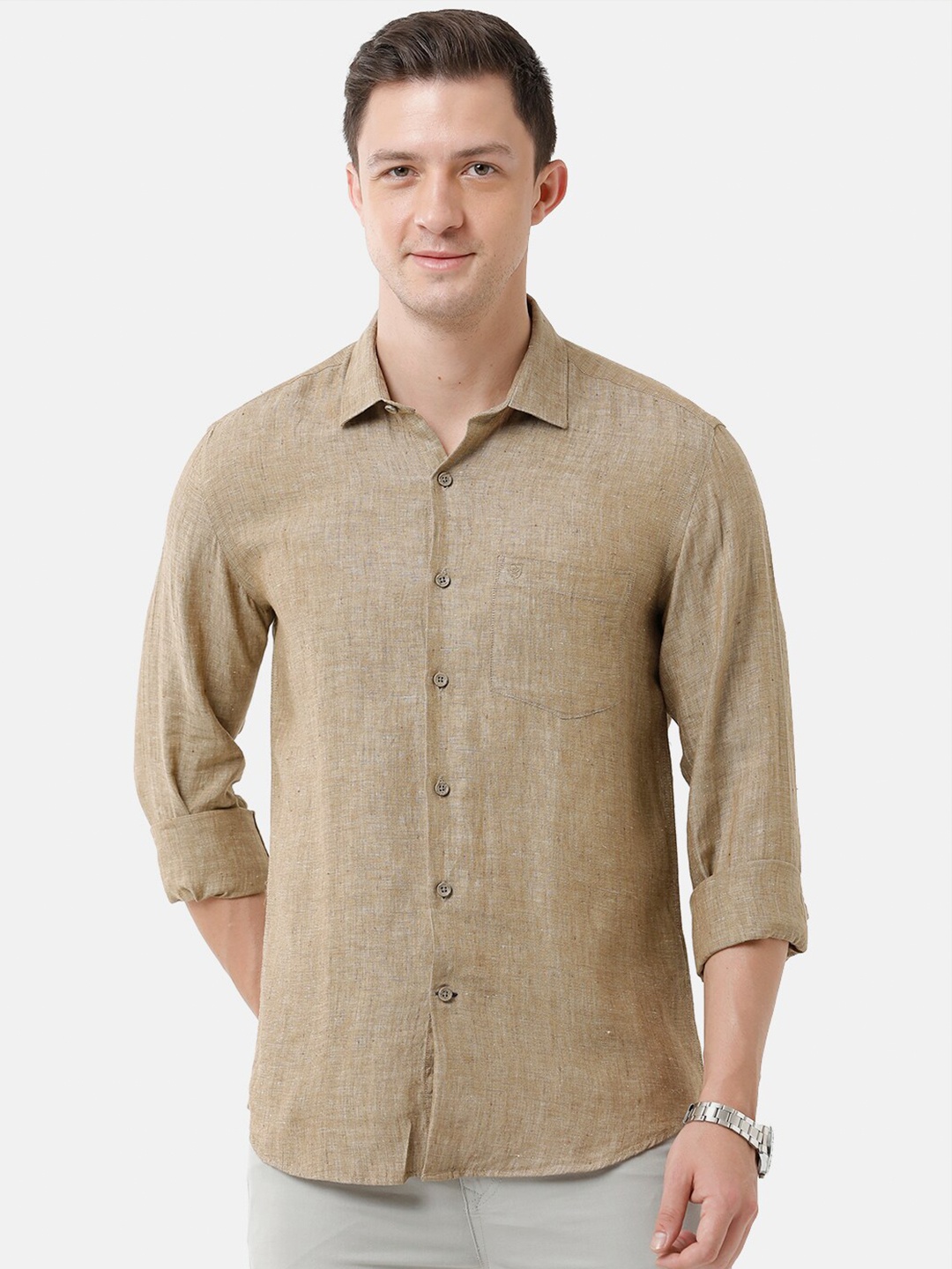 

Linen Club Men Casual Linen Shirt, Beige