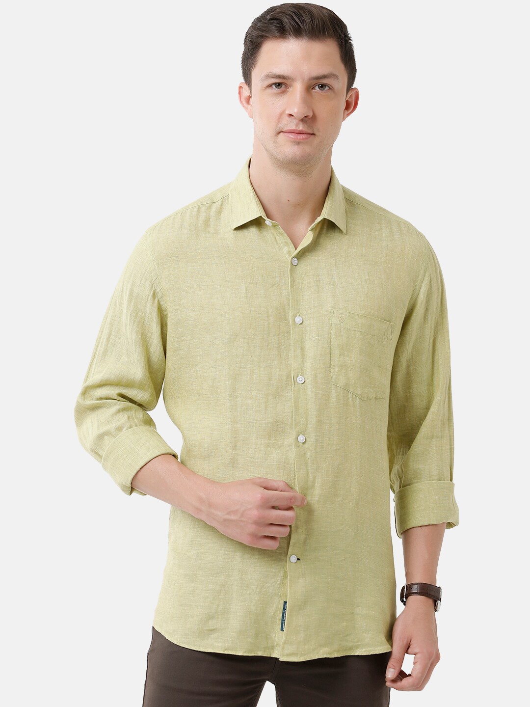 

Linen Club Men Regular Fit Casual Shirt, Green